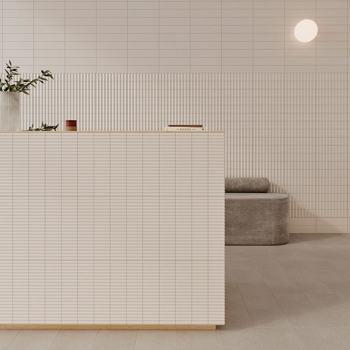 WOW - Twin Peaks - TP Med - 3" x 12" - Ceramic Tile - Matte - Dove Installed