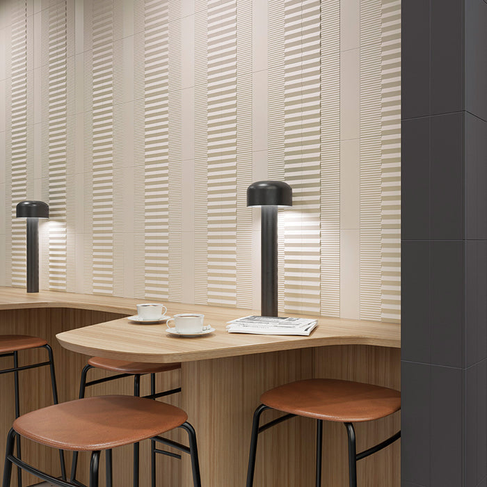 WOW - Twin Peaks - Liso XL - 3" x 12" - Ceramic Tile - Matte - Nero Wall Install