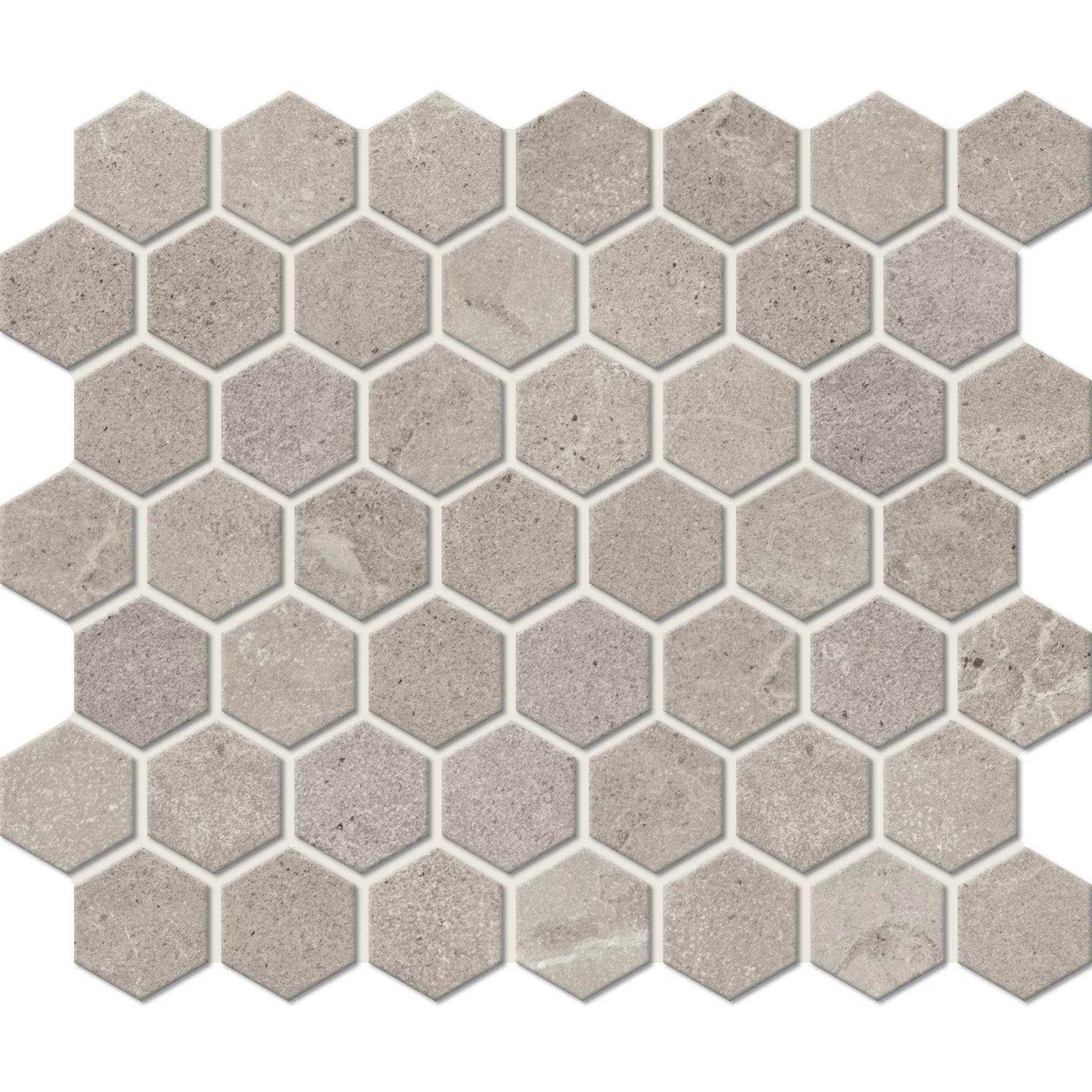 American Olean - Primstone 1.5" Glazed Porcelain Hexagon Mosaic - Ash