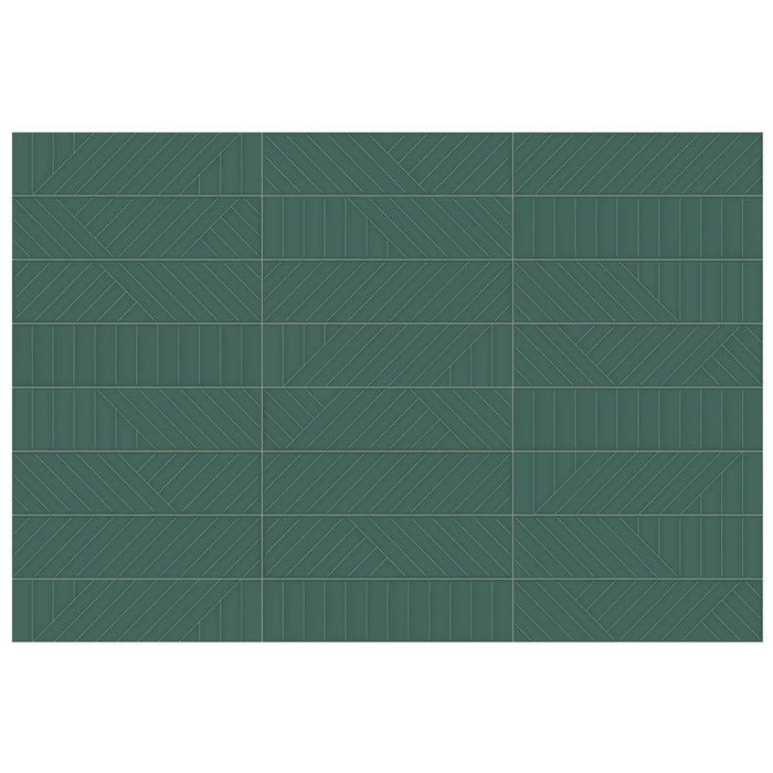 Anatolia - Geometra - 3 in. x 12 in. - Ceramic Wall Tile - Glossy Maze - Emerald