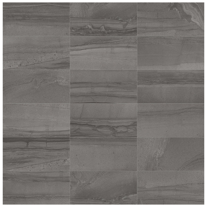 Anatolia - Amelia 12 in. x 24 in. Glazed Porcelain Tile - Carbon Polished  - Color Variation