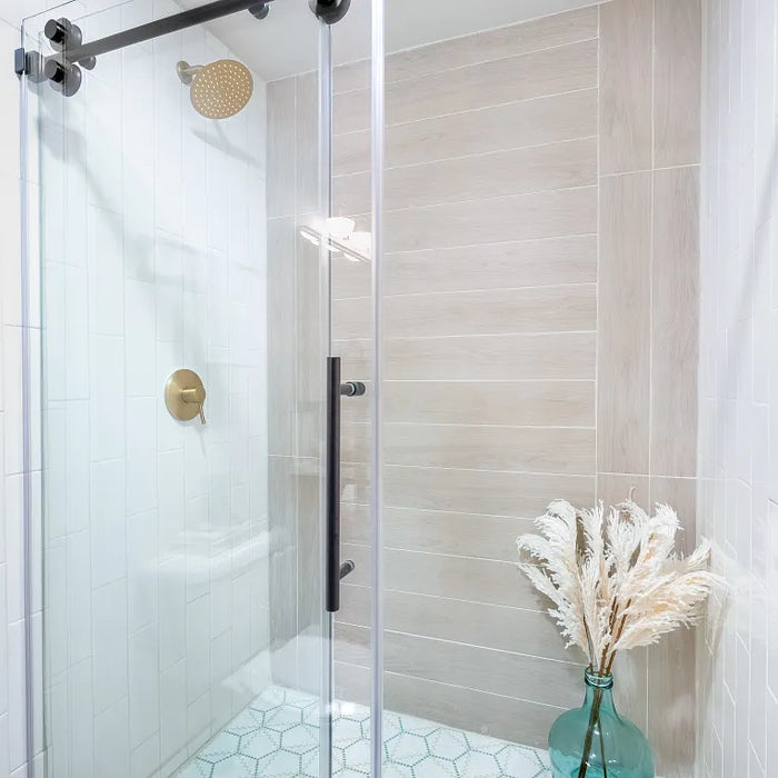 Arizona Tile - Alpi Series 6 in. x 36 in. Porcelain Tile - Chiaro Shower Install
