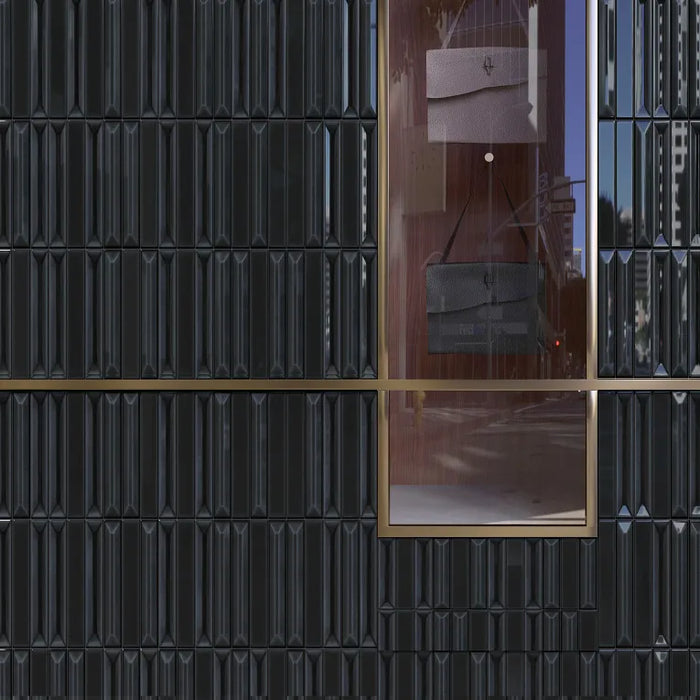 Arizona Tile - Gem 2x16 Porcelain Mosaic - Notte Installed