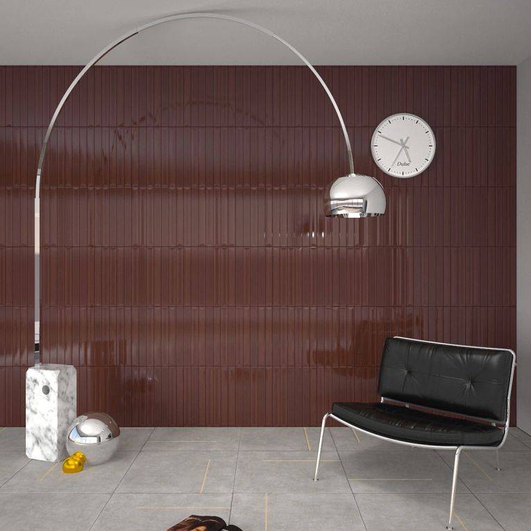 Arizona Tile - Gem 2x16 Porcelain Mosaic - Tabacco Installed