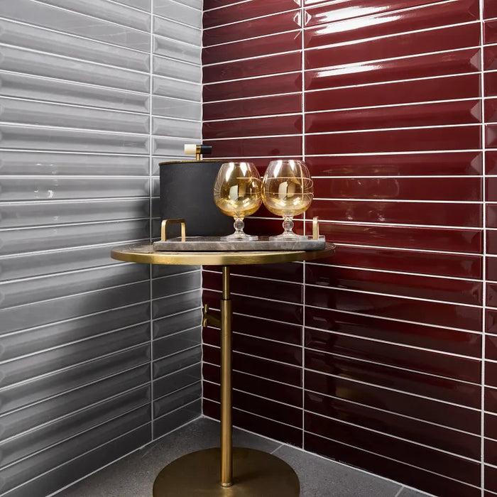 Arizona Tile - Gem 2x16 Porcelain Mosaic - Vino Wall Install 2