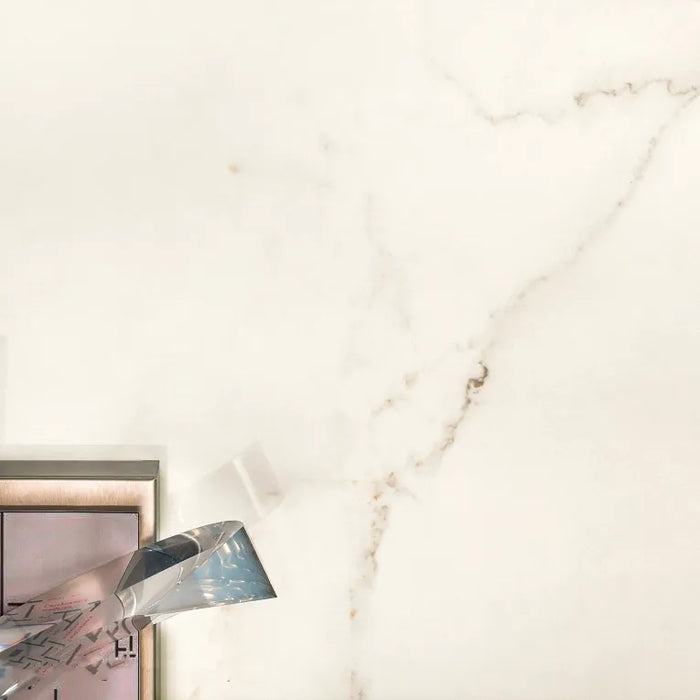 Arizona Tile - Marvel 24" x 48" Polished Rectified Porcelain Tile - Calacatta Apuano floor installation