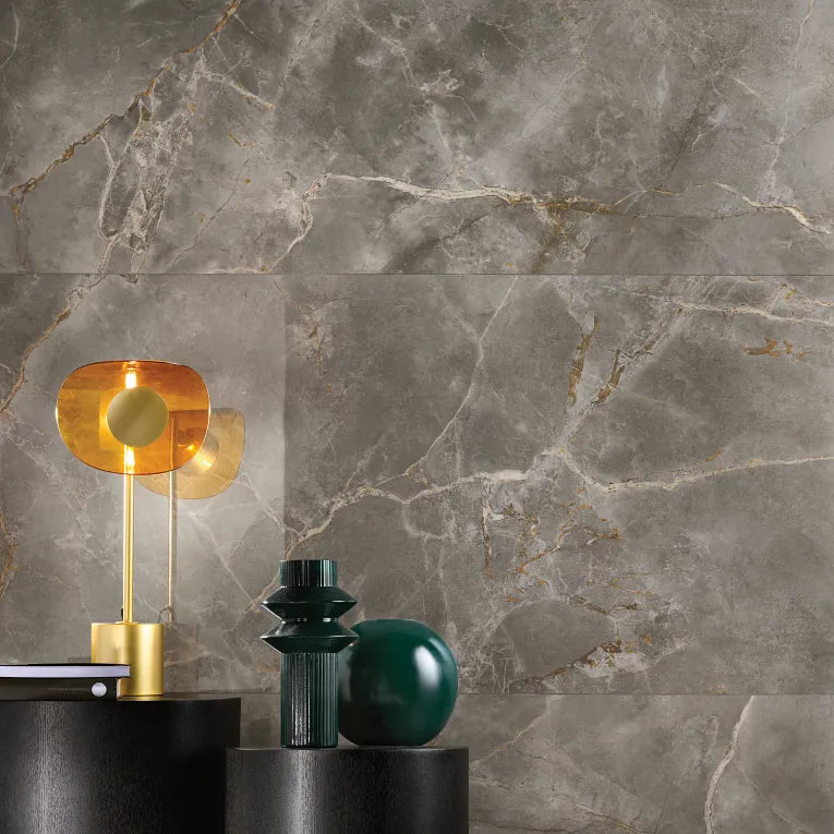 Arizona Tile - Marvel 24&quot; x 48&quot; Polished Rectified Porcelain Tile - Fior Di Bosco wall installation