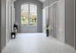 Bellagio - Bismarck Palmer Collection - 3" x 17" Porcelain Subway Tile - Aloe Cream floor installation