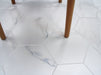 Bellagio - Bismarck Palmer Collection - 8" x 9" Porcelain Hex Tile - Aloe Cream floor installation