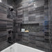 Arizona Tile - Flash 3" x 12" Ceramic Wall Tile - Graphite Shower Install 4