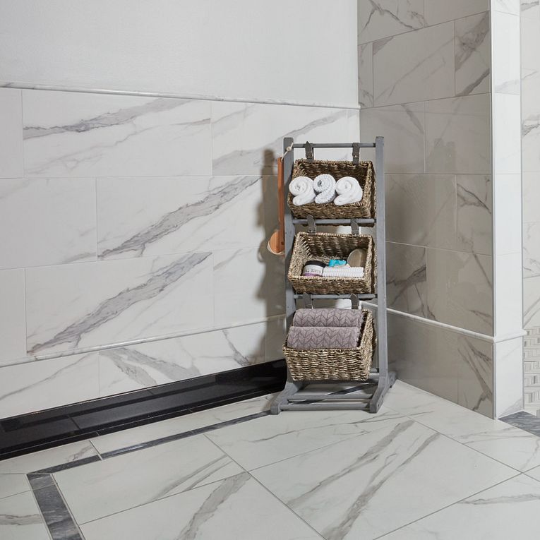 Arizona Tile - Themar Series - 12&quot; x 24&quot; Rectified Polished Porcelain Tile - Statuario V - Installed