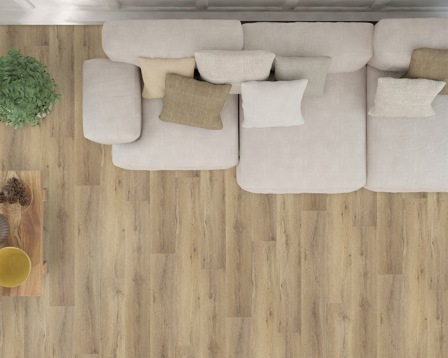 LW Flooring - Riverside - 9" x 59" - Luxury Vinyl - Buttercup Room Scene Top View