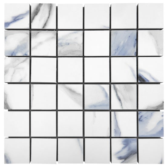 Floors 2000 - Calacatta Aqua 2 in. x 2 in. Matte Porcelain Mosaic - Aqua