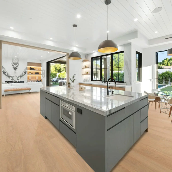 CALI Floors - Santa Cruz Collection - 9.5 in. x 72 in. Laminate Flooring - Buff Room Scene