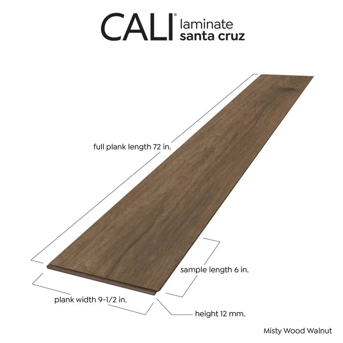 CALI Floors - Santa Cruz Collection - 9.5 in. x 72 in. Laminate Flooring - Misty Wood Walnut Plank View