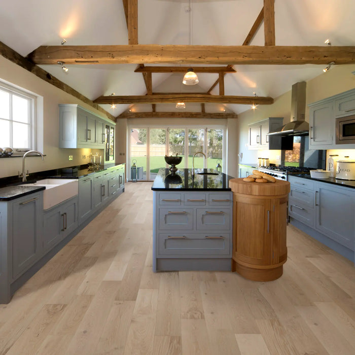 CALI Floors - Barrel Engineered Hardwood - Beach Town Blanc Kitchen Install
