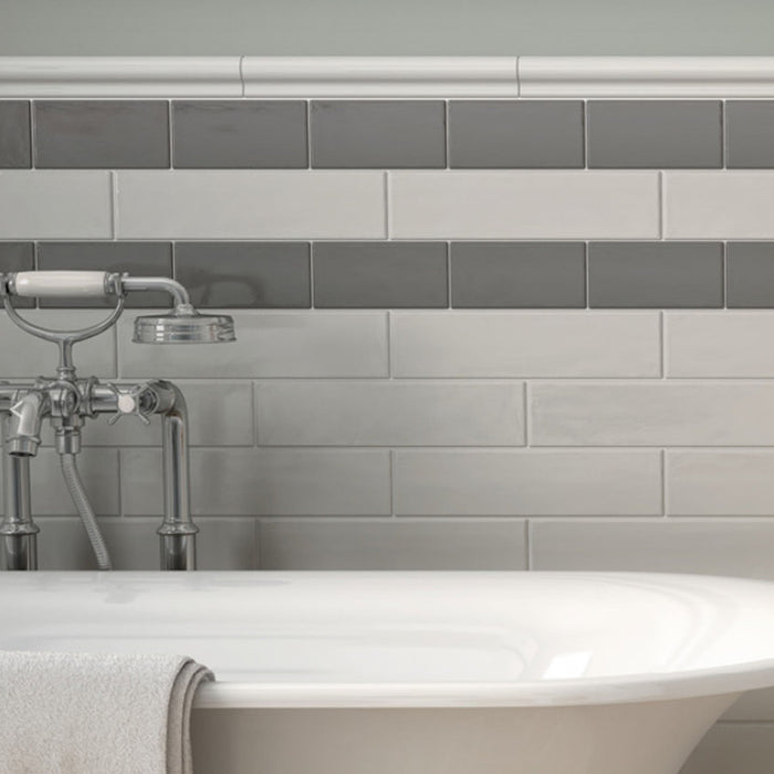 Mosaic & Tile Depot - Cottage 3" x 12" Ceramic Tile - Light Grey wall installation