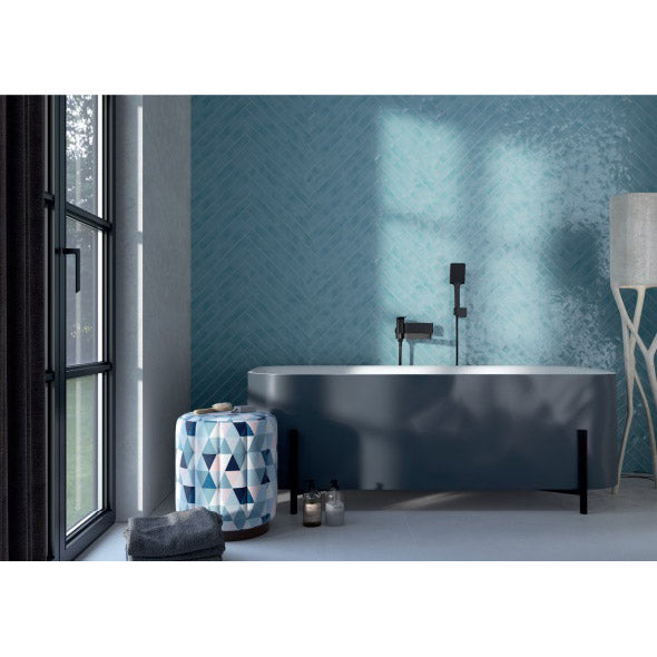 Cifre Ceramica - Lula 2" x 20" Ceramic Tile - Aqua Installed