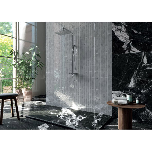 Cifre Ceramica - Lula 2" x 20" Ceramic Tile - Pearl Installed