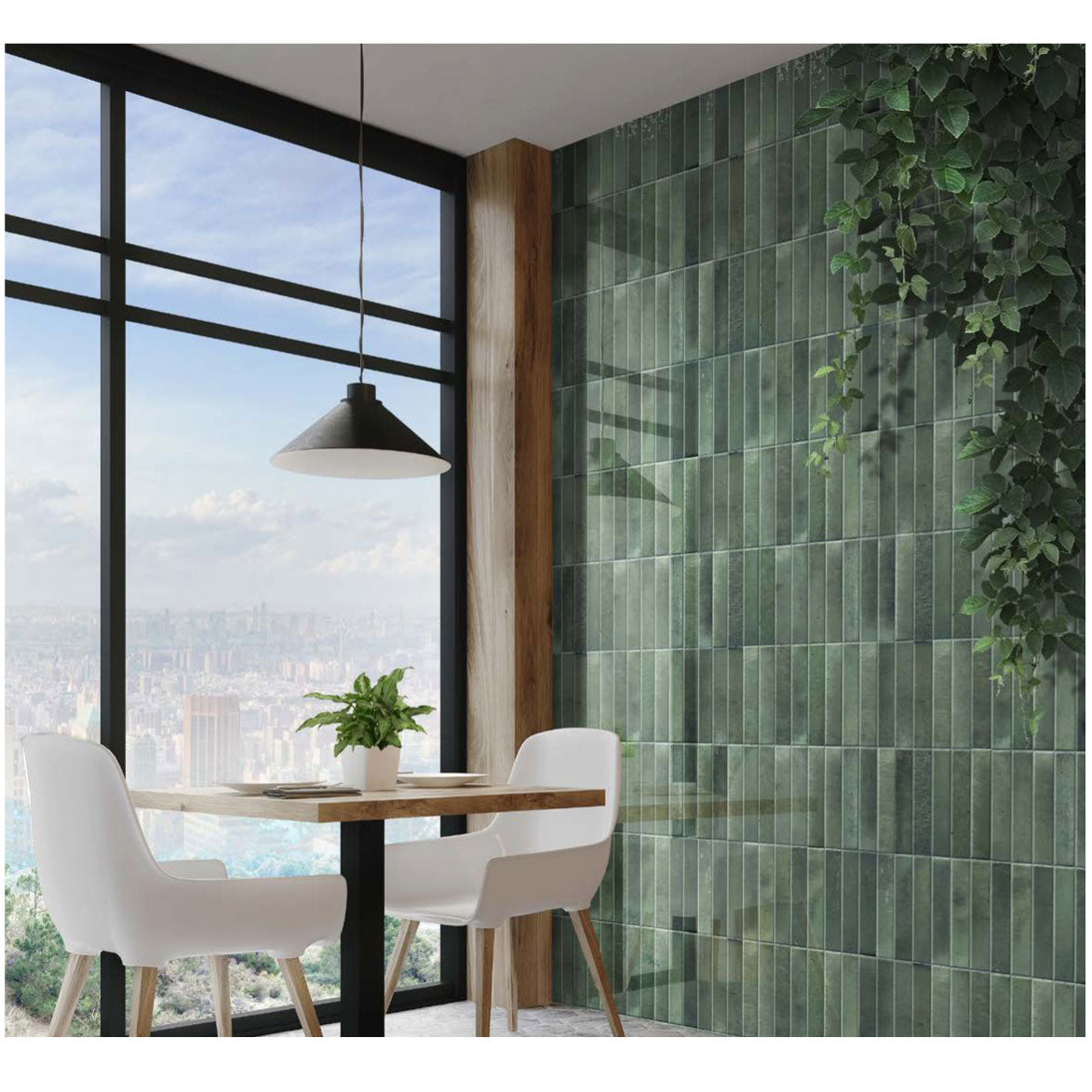 Cobsa - Homey Series 3 in. x 10 in. Porcelain Subway Tile - Forest Wall Install