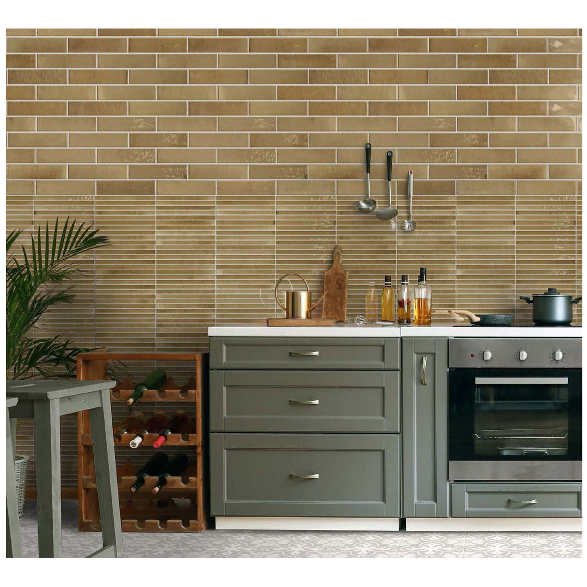 Cobsa - Homey Series 5 in. x 10 in. Porcelain Subway Tile - Curry Installed