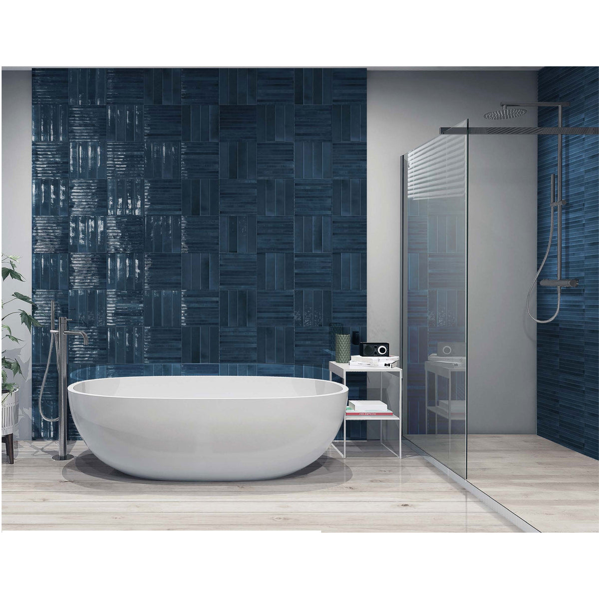 Cobsa - Homey Series 5 in. x 10 in. Porcelain Subway Tile - Navy Installed