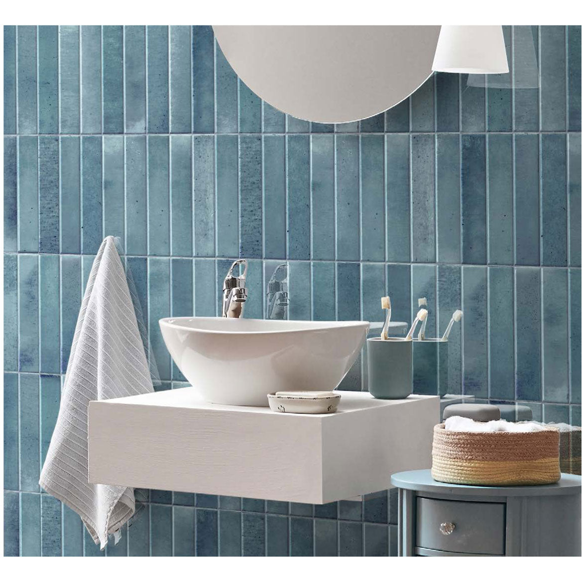Cobsa - Homey Series 5 in. x 10 in. Porcelain Subway Tile - Sky Installed