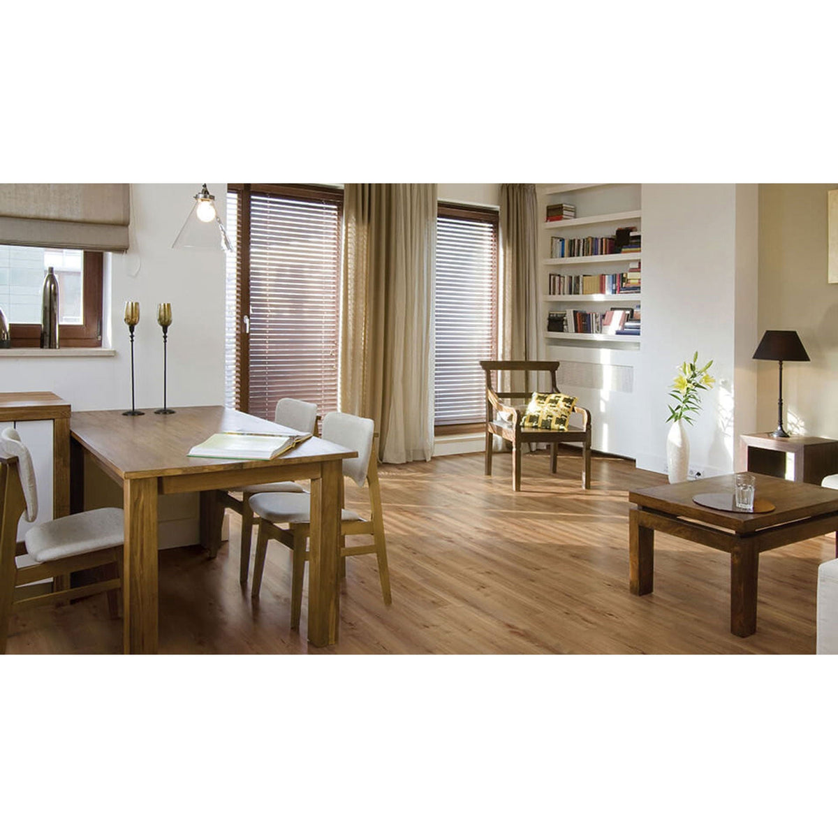 COREtec Plus Enhanced Planks - 7&quot; x 48&quot; - Manila Oak Room Scene