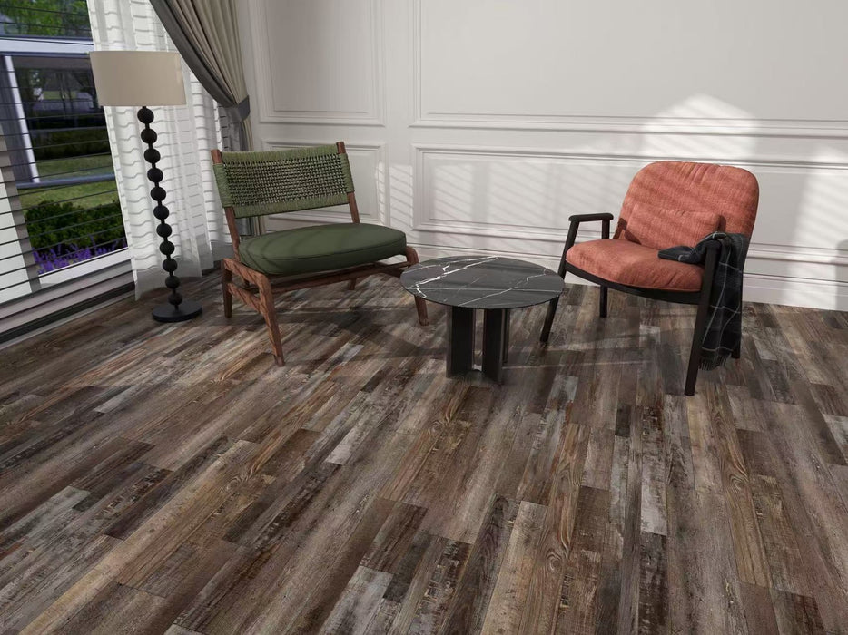 Create Flooring - Oakhaven Collection 9 in. x 60 in. WPC LVP - Barnwood Room Scene