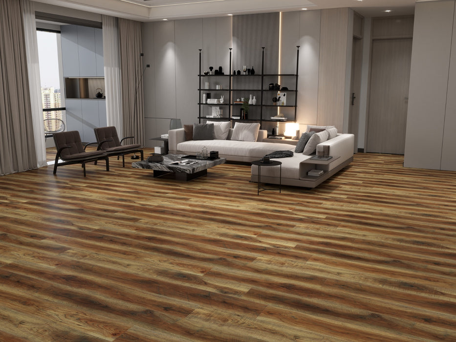 Create Flooring - Oakhaven Collection 9 in. x 60 in. WPC LVP - Rustic Oak Room Scene