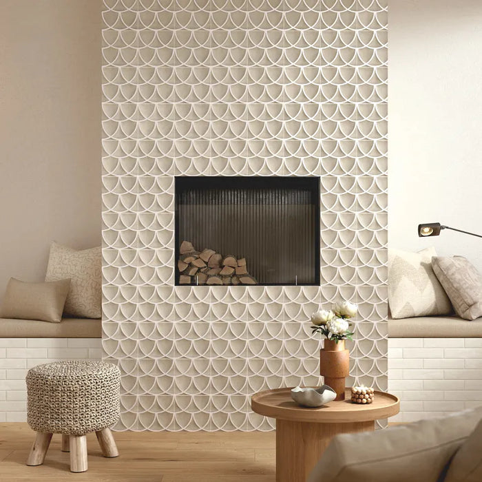 Arizona Tile - Curve 8x8 Matte Porcelain Mosaic - Beige wall installation