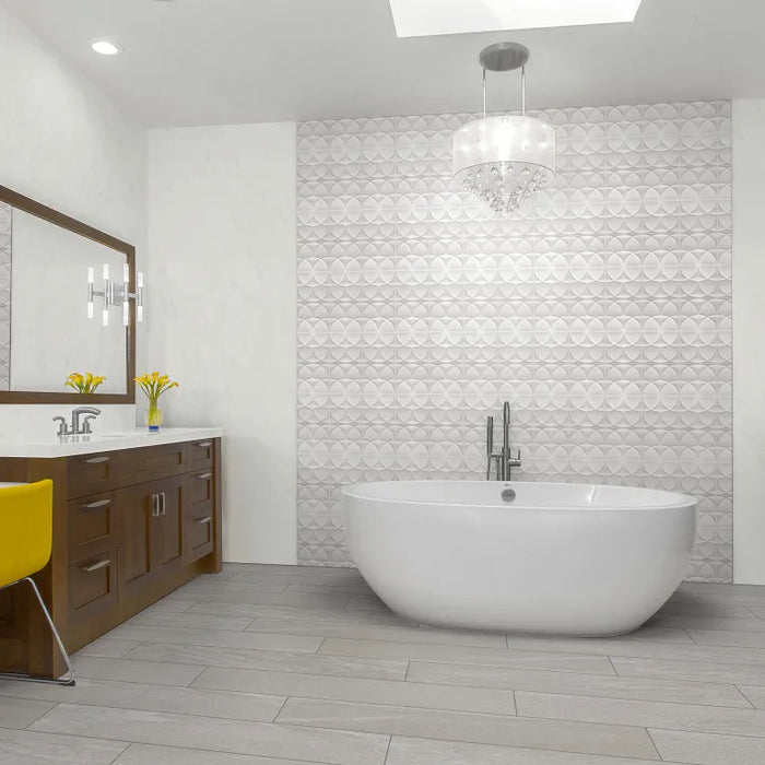 Arizona Tile - Curve 8x8 Matte Porcelain Mosaic - White wall installation