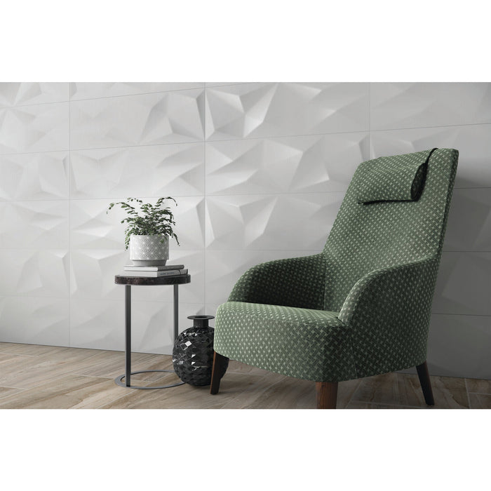 Daltile - Aesthetic - 12 in. x 36 in. Glazed Ceramic Wall Tile - Geometric Installed