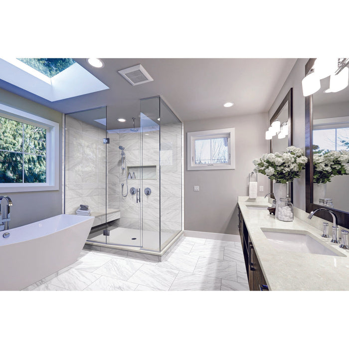 Daltile - Artsy - 12 in. x 24 in. Glazed Porcelain Floor Tile - Editorial Volakas Installed