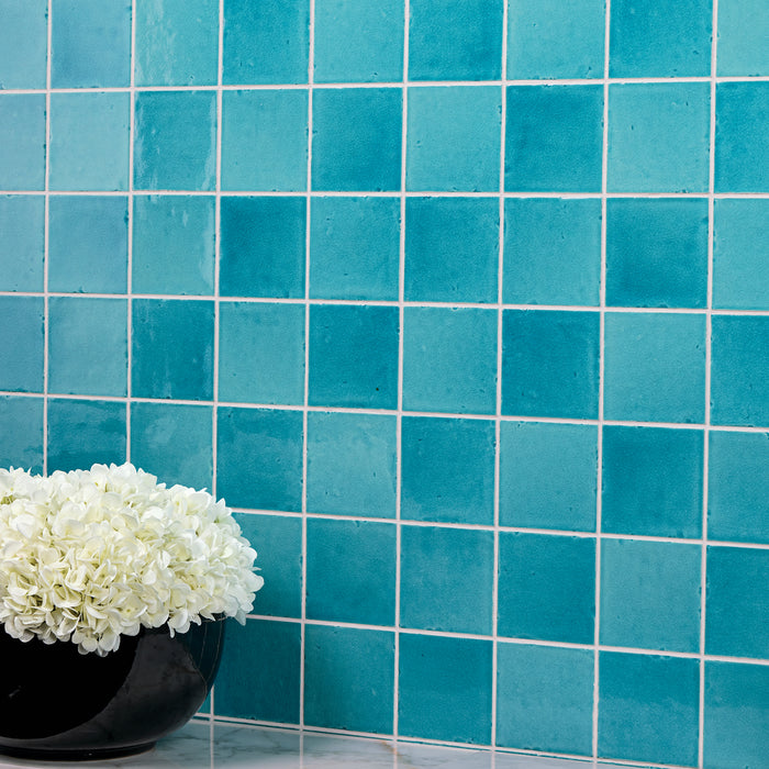 Daltile - Contempee Collection - 4 in. x 4 in. - Handcrafted Glossy Ceramic Wall Tile - Bonnet Wall Install