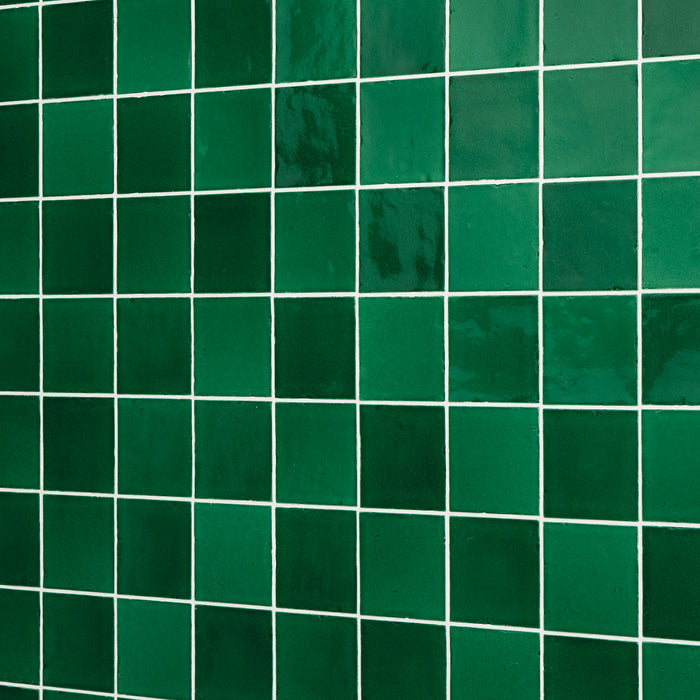 Daltile - Contempee Collection - 4 in. x 4 in. - Handcrafted Glossy Ceramic Wall Tile - Fern Installed