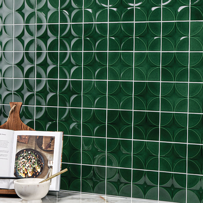 Daltile - Contempee Collection - 4 in. x 4 in. - Star Glossy Ceramic Wall Tile - Fern Wall Install