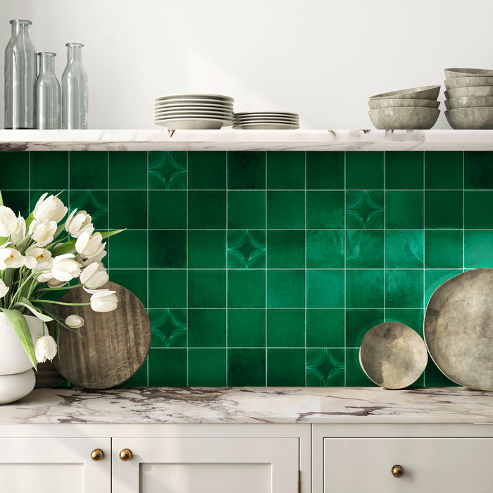 Daltile - Contempee Collection - 4 in. x 4 in. - Star Glossy Ceramic Wall Tile - Fern Room Scene