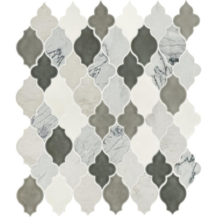 Daltile - Raine - Arabesque Mosaic - Honed - Cirrus Storm Blend DA41
