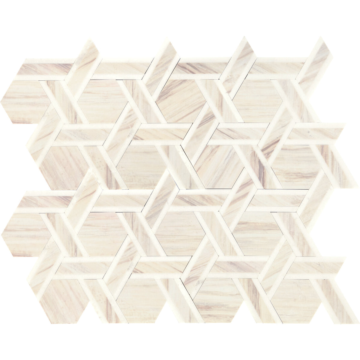 Daltile - Fonte - Rotating Hexagon Mosaic - Honed - Pier White Blend