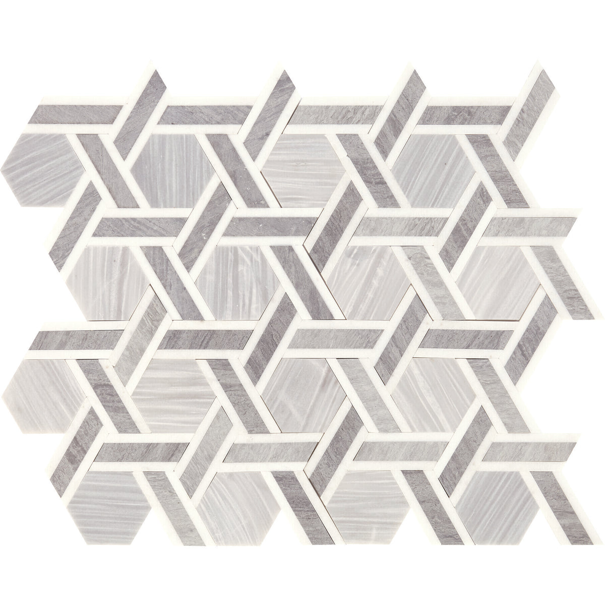 Daltile - Fonte - Rotating Hexagon Mosaic - Honed - Nautical Grey Blend