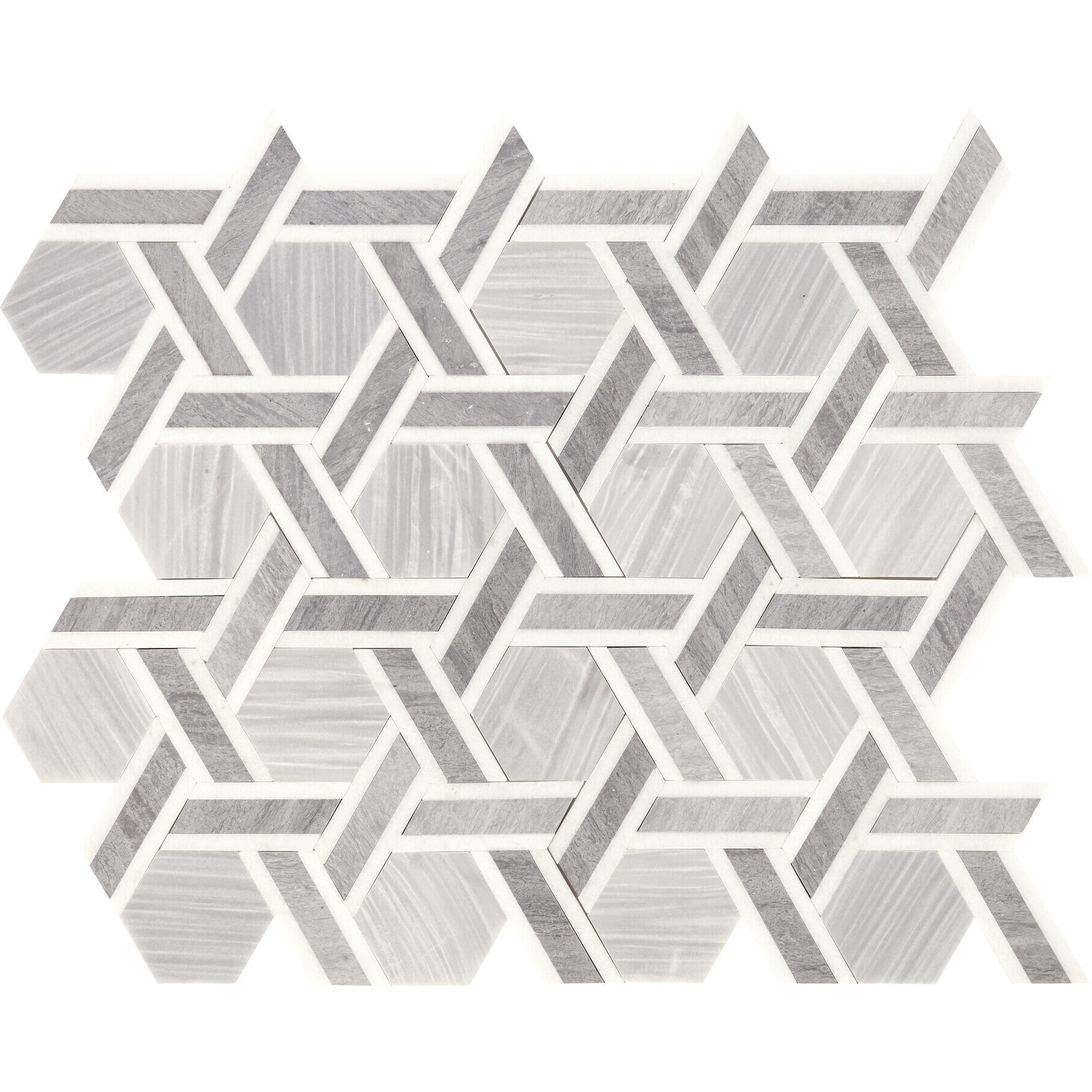 Daltile - Fonte - Rotating Hexagon Mosaic - Honed - Nautical Grey Blend