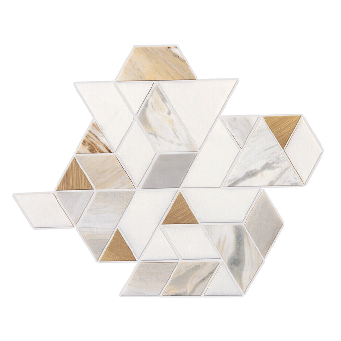 Daltile - Pietra Divina 14 in. x 14 in. Spectrum Mosaic - Namaste Gold Blend