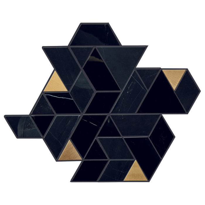 Daltile - Pietra Divina 14 in. x 14 in. Spectrum Mosaic - Nero Marquina Black Blend
