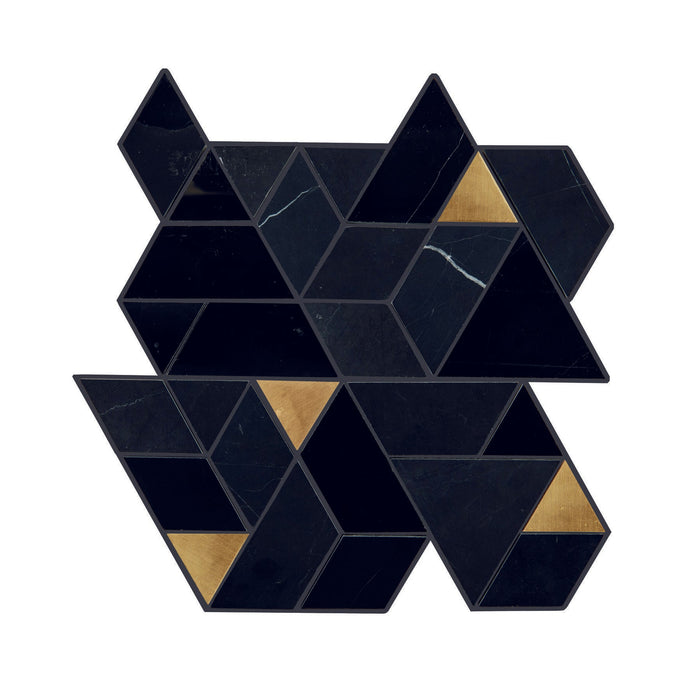 Daltile - Pietra Divina 14 in. x 14 in. Spectrum Mosaic - Nero Marquina Black Blend