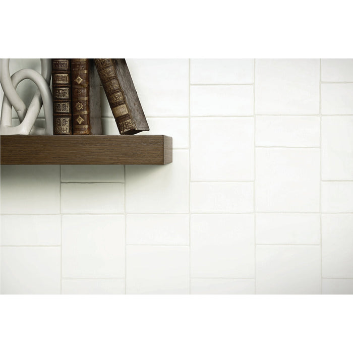 Daltile - Farrier - 5 in. x 5 in. Glazed Ceramic Wall Tile - Cremello Installed