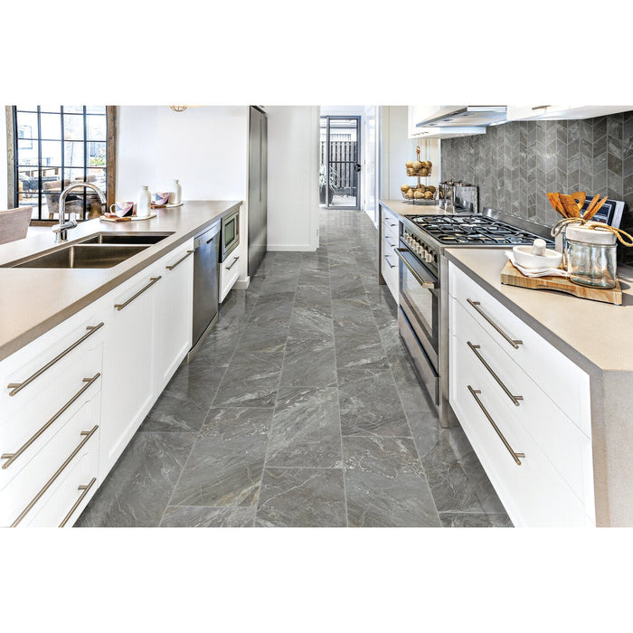 Daltile - Famed 3 in. x 6 in. Chevron Mosaic Polished - Glamour Room Scene