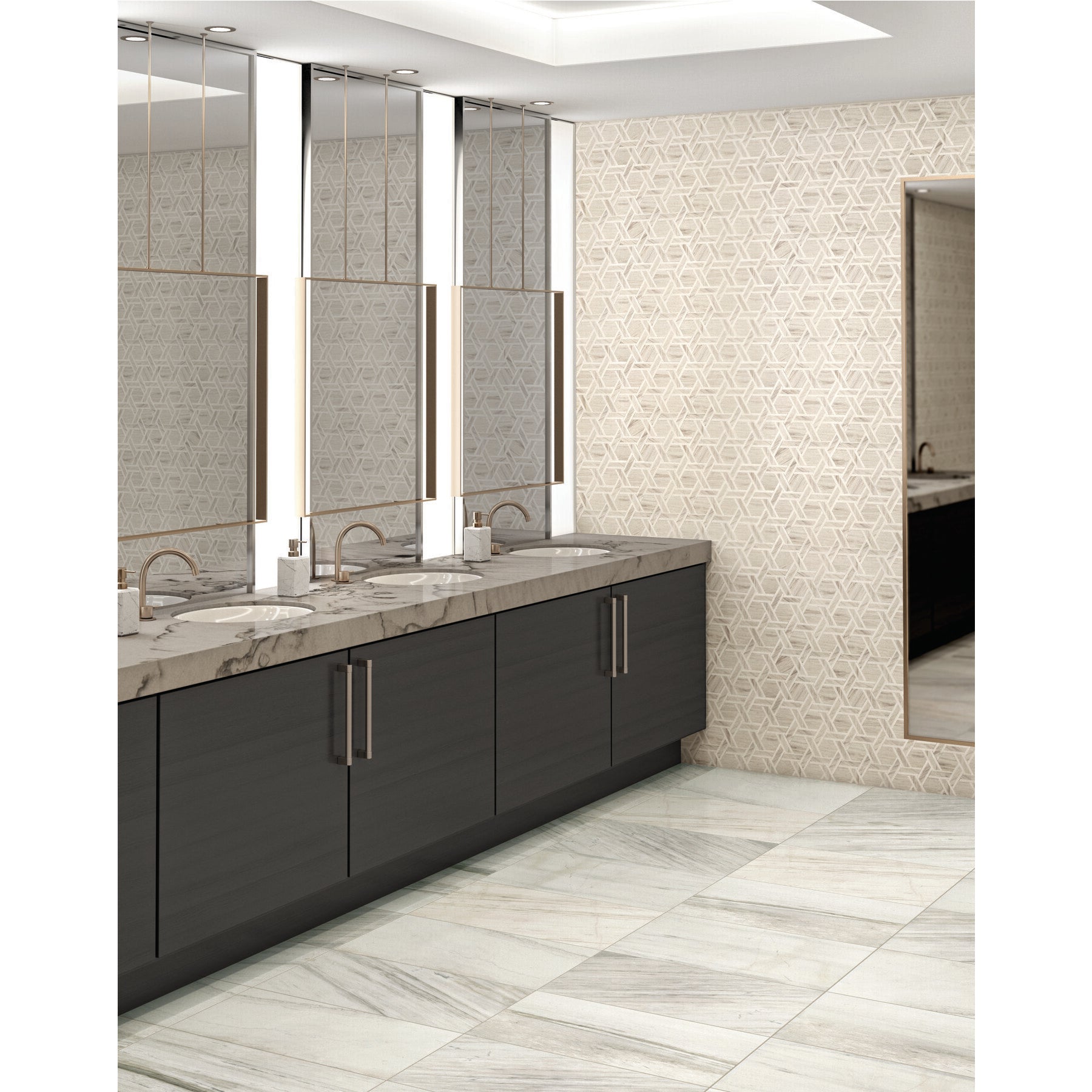 Daltile - Fonte - Rotating Hexagon Mosaic - Honed - Pier White Blend