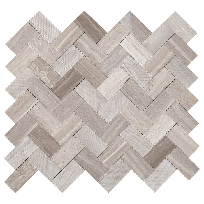 Daltile Minute Mosaix - Herringbone Stone Mosaic - Chenille White