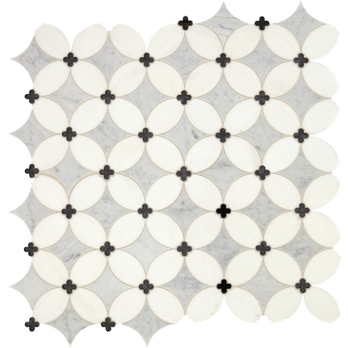 Daltile - Lavaliere Petal Mosaic - LV21 Carrara/Thassos/Black Antique Mirror